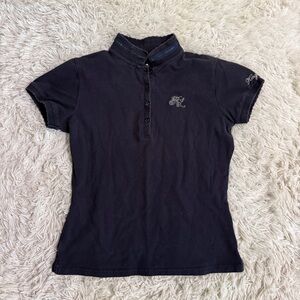 Women’s Medium Navy Kingsland Short Sleeve Horseback Riding Polo Shirt